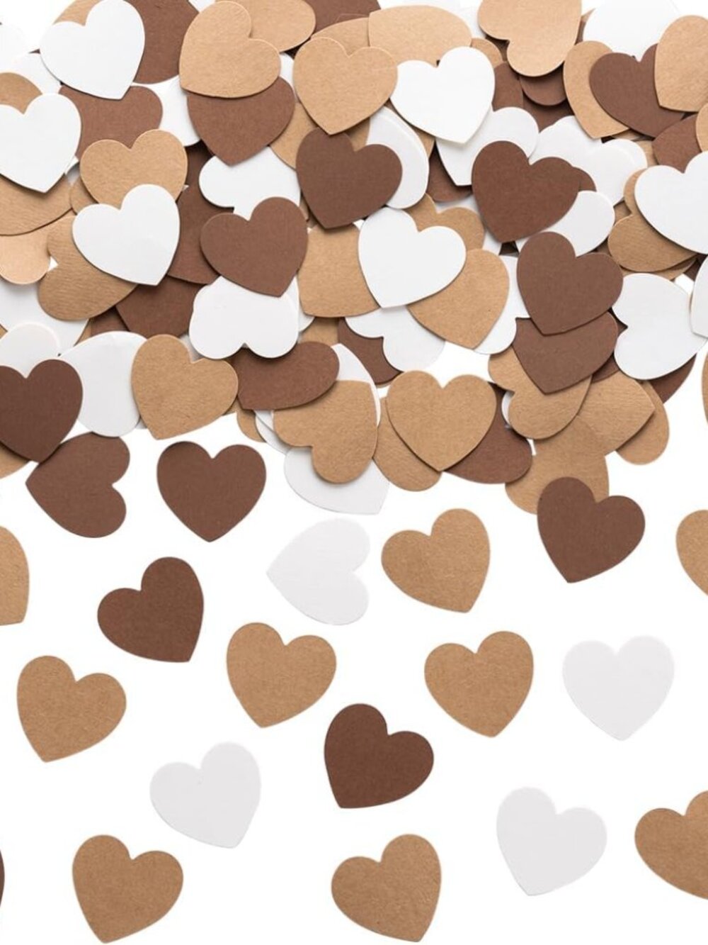 Brown Kraft and Ivory Heart Confetti Table Decoration, 1.2'', 200pc